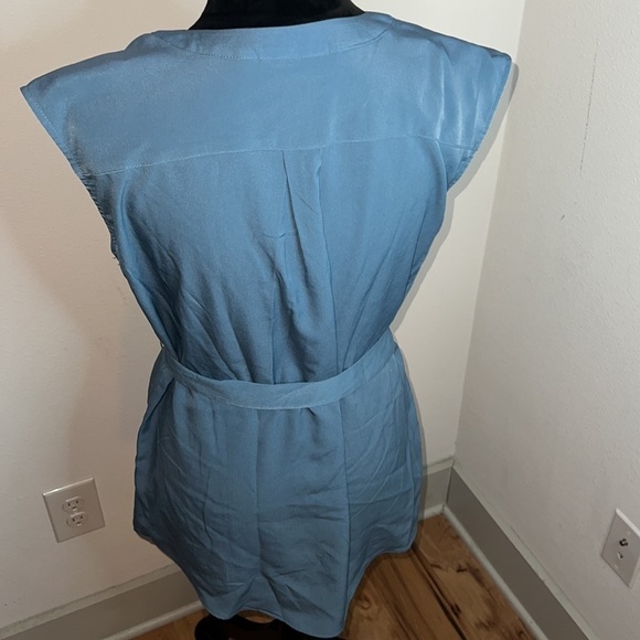 Motherhood Split neck long hidden buttoned down sleeveless belted top blouse S - Picture 4 of 8